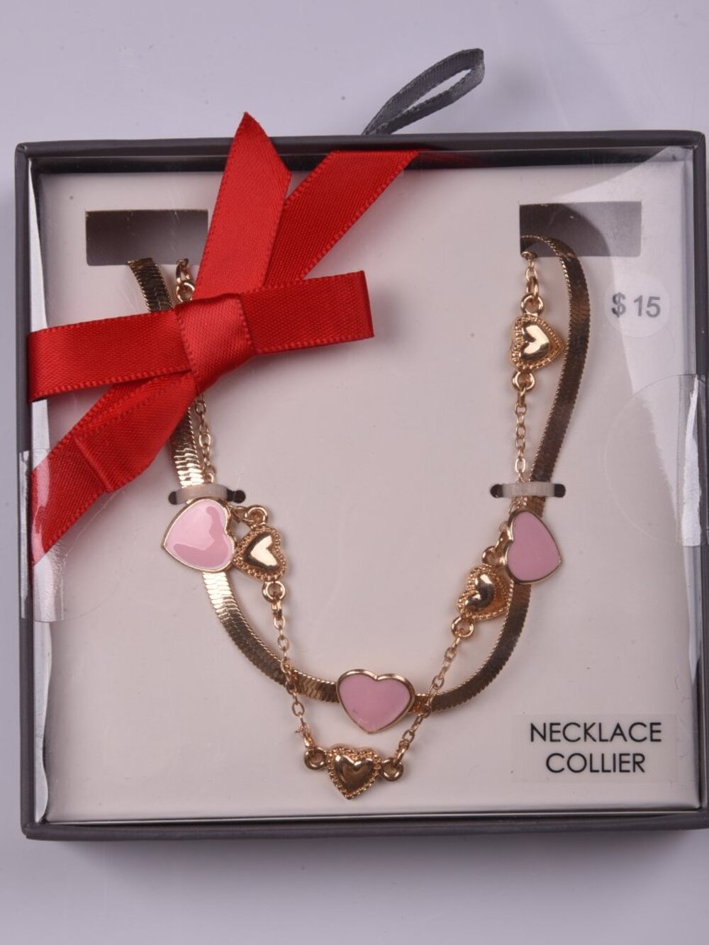Charming Layered Gold-Tone Heart Necklace Set BNWT